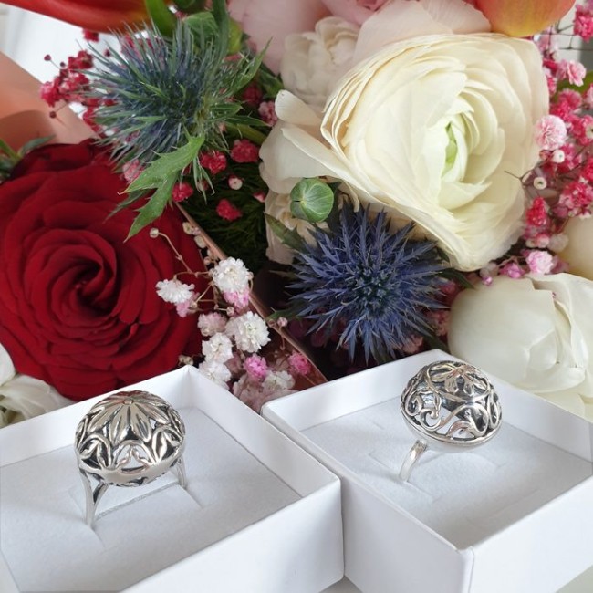 Silver ring in the PRL design style, edelweiss P 174 Polcarat