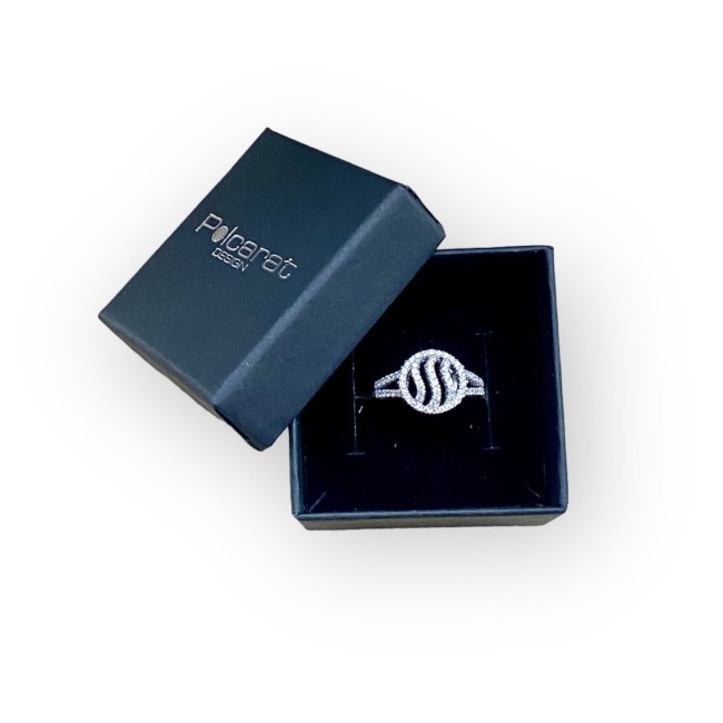 Rhodium-plated silver ring with cubic zirconia PK 4019