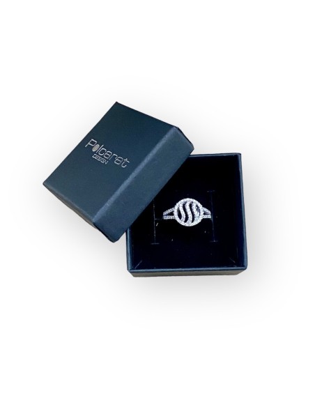 Rhodium-plated silver ring with cubic zirconia PK 4019