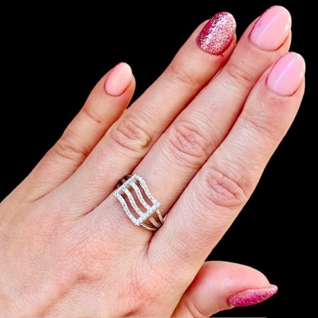 Silver ring rhodium plated zircons PK 4018