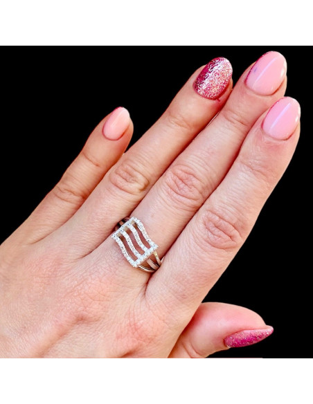 Silver ring rhodium plated zircons PK 4018