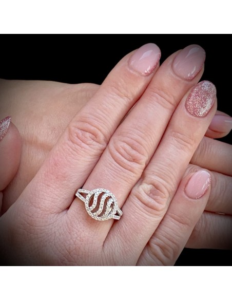 Rhodium-plated silver ring with cubic zirconia PK 4019