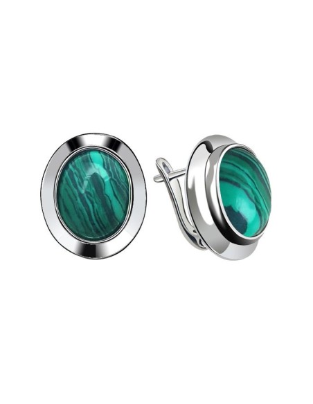 Silver earrings with malachites K2 585