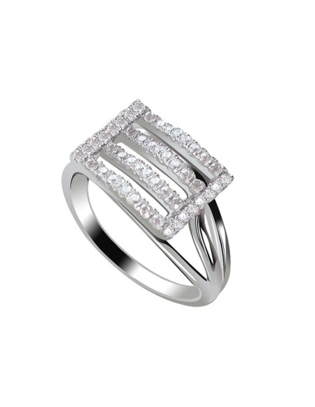 Silver ring rhodium plated zircons PK 4018