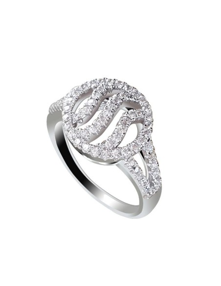 Rhodium-plated silver ring with cubic zirconia PK 4019