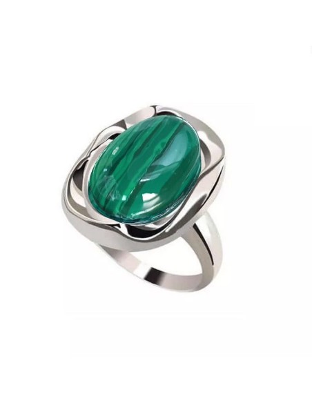 Silver ring decorated with malachite PK 1733