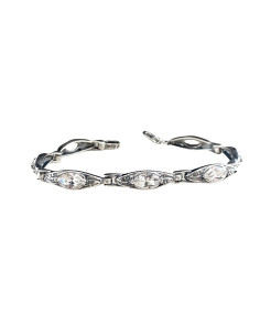 Silver hand bracelet with crystals