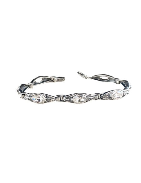 Silver hand bracelet with crystals