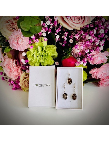 Silver set with green amber. Simple, timeless design. Perfect for a gift!