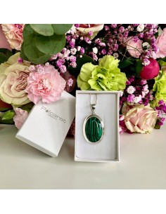 Silver pendant with malachite 2