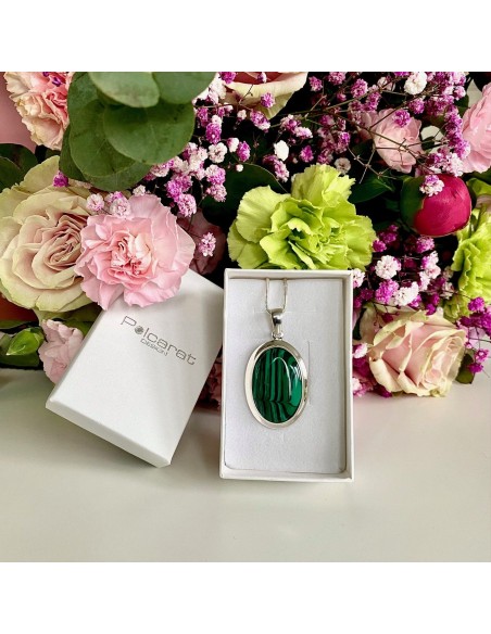 Silver pendant with malachite in 585 malachite