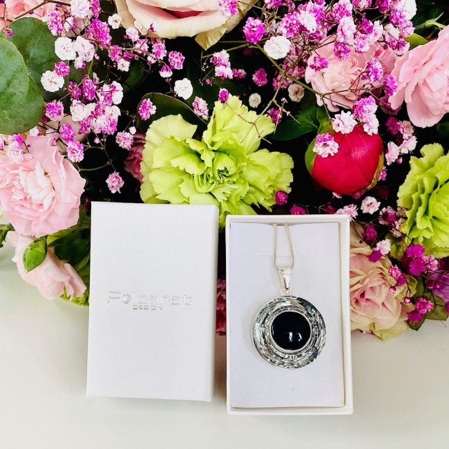 Silver pendant decorated with Swarovski Crystal Cosmic Ring W 1705 Onyx