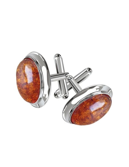 Silver cufflinks with cognac amber Silver cufflinks with cognac amber