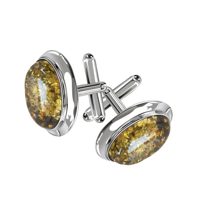 Silver Shirt Cufflinks with Amber