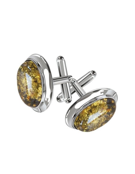 Silver Shirt Cufflinks with Amber