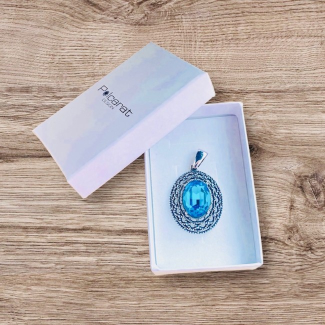 Silver oxidized pendant with crystal W 1777