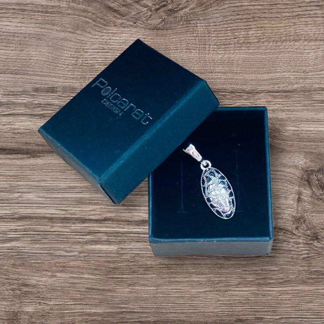 Silver rhodium-plated petal pendant in oval W 1853