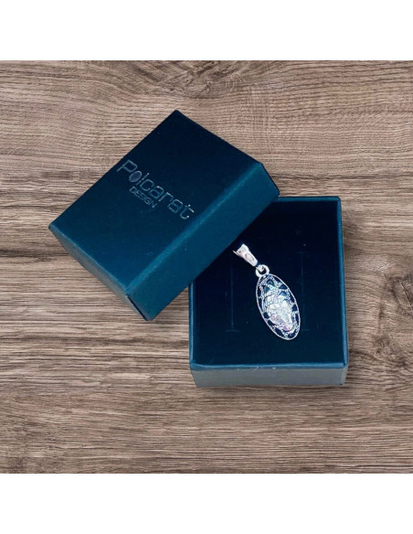 Silver rhodium-plated petal pendant in oval W 1853