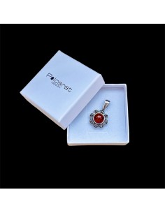 Silver pendant with amber and marcasites WA 036