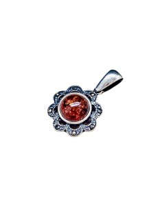 Silver pendant with amber and marcasites WA 036 2