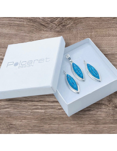 Silver set with turquoise earrings and turquoise pendant KPL 4107