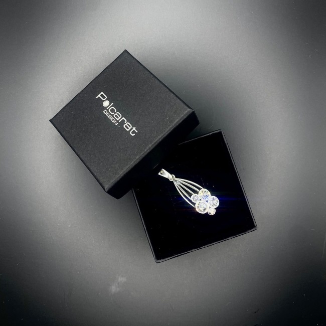 Srebrny wisiorek z kryształami Swarovski W 1963|Polcaratdesign.pl Biżuteria