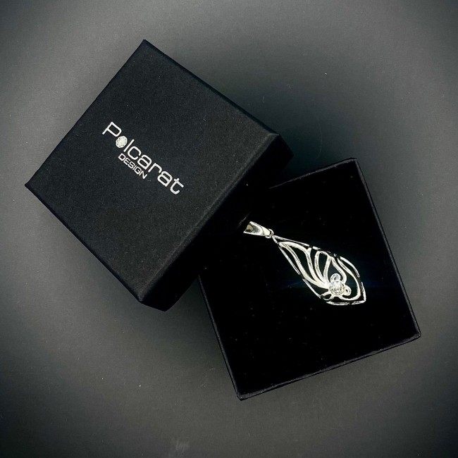 Wisiorek srebrny z kryształem Swarovski W 1985|Polcaratdesign.pl Biżuteria