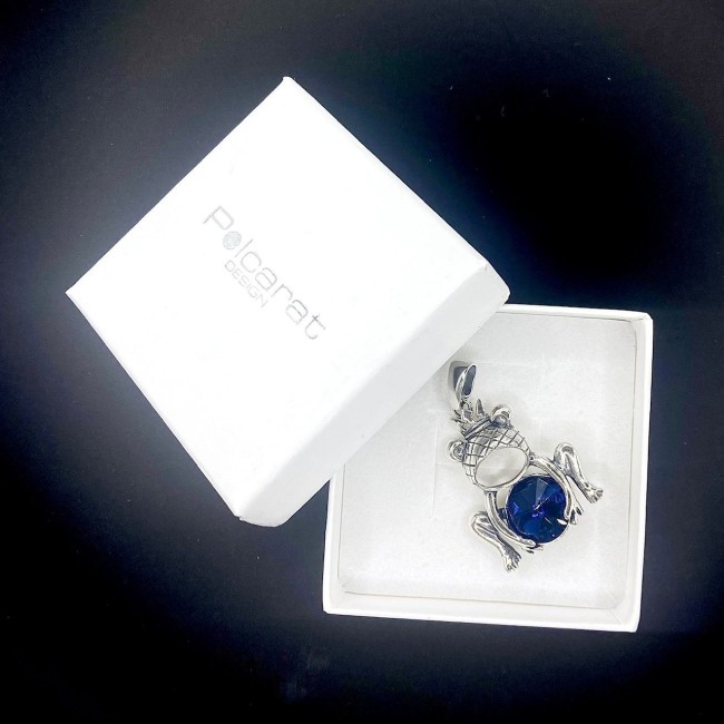 Srebrny oksydowany wisiorek ŻABA Swarovski W 1173|Polcaratdesign.pl Biżuteria