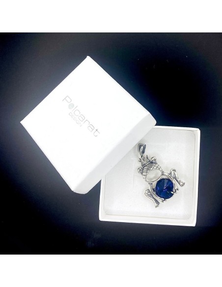 Silver oxidized pendant FROG Swarovski W 1173 Polcarat Design