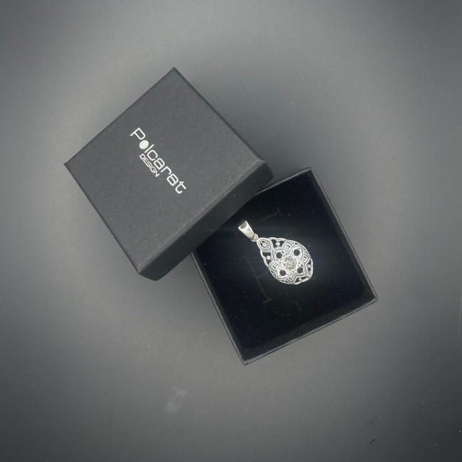 Srebrny oksydowany wisiorek Swarovski W 1809|Polcaratdesign.pl Biżuteria