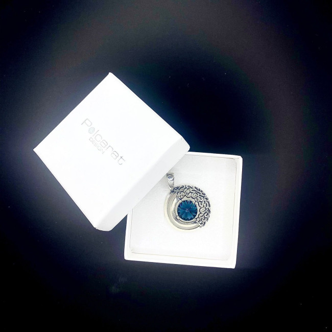 Wisiorek srebrny oksydowany z kryształem Swarovski W 1964|Polcaratdesign.pl Biżuteria