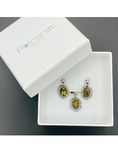Silver set with green amber 722 2
