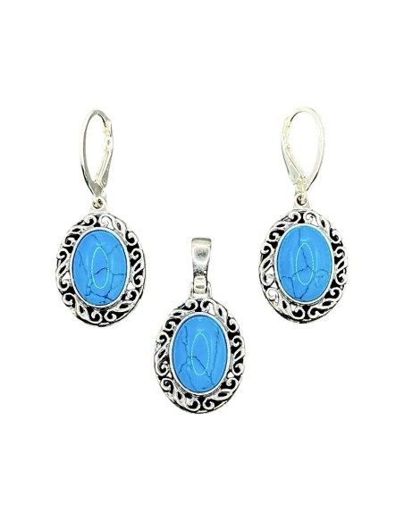 silver set with turquoises set t 005