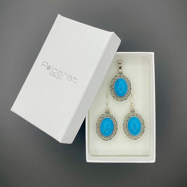 Silver Set with Turquoises set t 005 turquoise