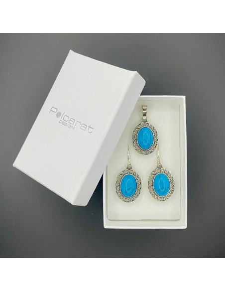 Silver Set with Turquoises set t 005 turquoise