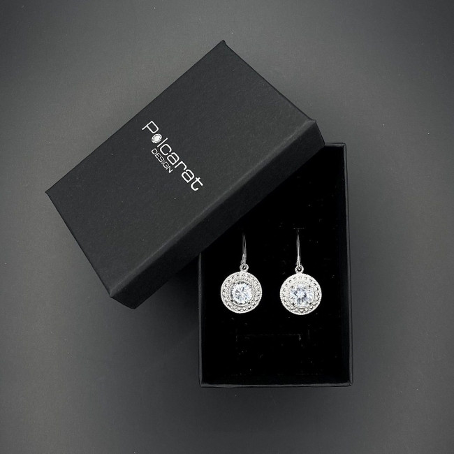 Rhodium-plated silver earrings with cubic zirconia K 1889