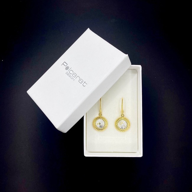 Swarovski K 1850 Crystal Silver Crystal Gilded Earrings