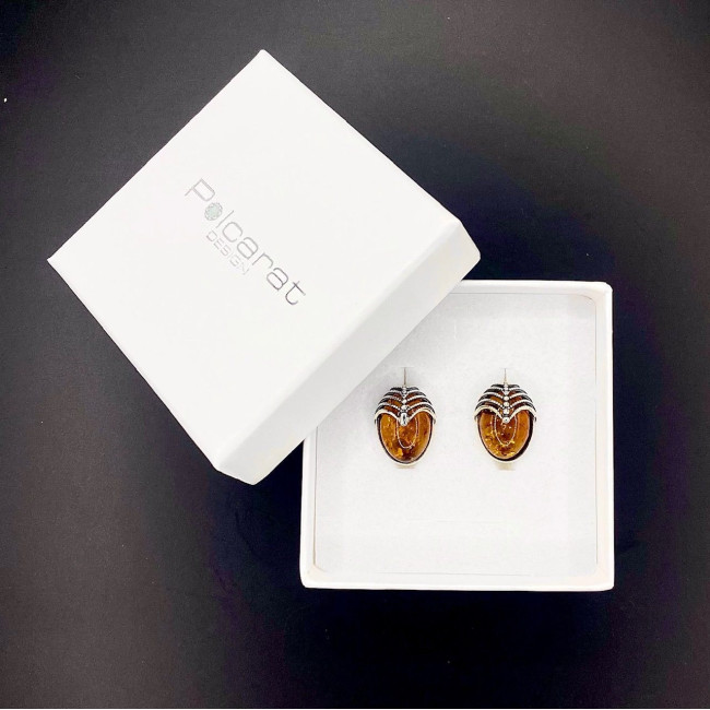 Silver earrings with amber K3 1703 amber