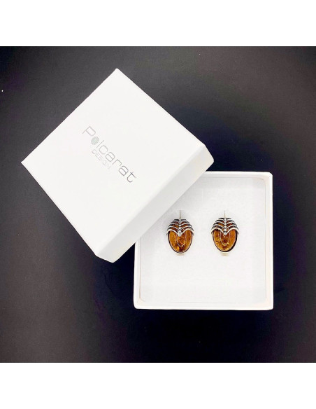 Silver earrings with amber K3 1703 amber