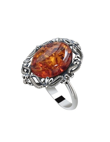 Silver ring with amber PK 1978 Polcarat Design Silver ring with amber PK 1978 Polcarat Design