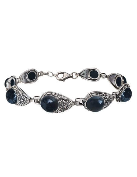 Bransoletka srebrna z onyksem L 2080 srebro onyks|Polcaratdesign.pl Biżuteria