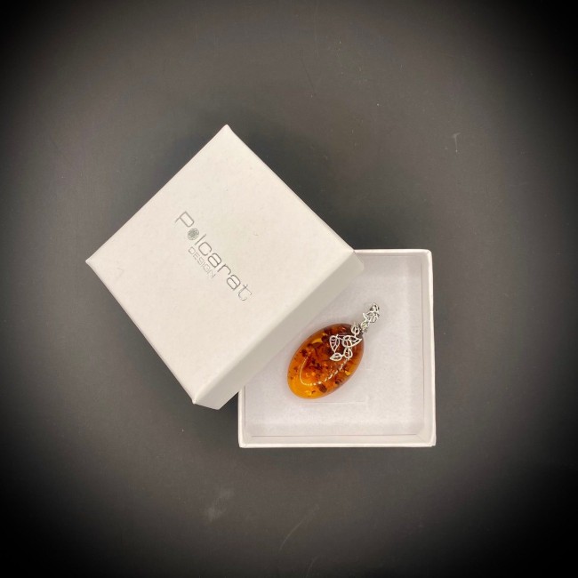 Silver pendant with amber BW 054 Polcarat Design