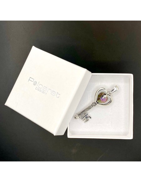 Silver oxidized key pendant Swarovski W 1197