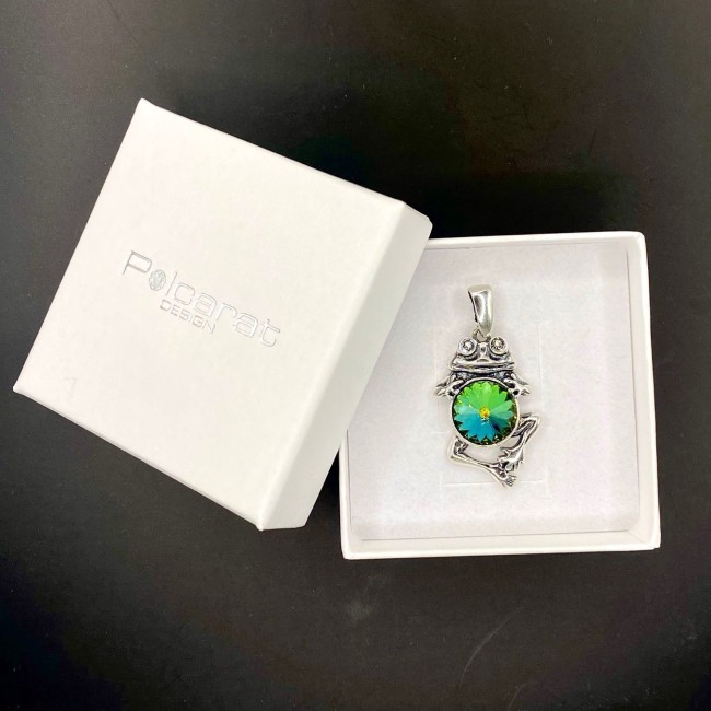 Srebrna zawieszka ŻABA Swarovski W 1307|Polcaratdesign.pl Biżuteria