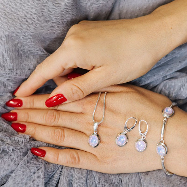 K 2109 Silver Crystal Earrings - Polcarat Design