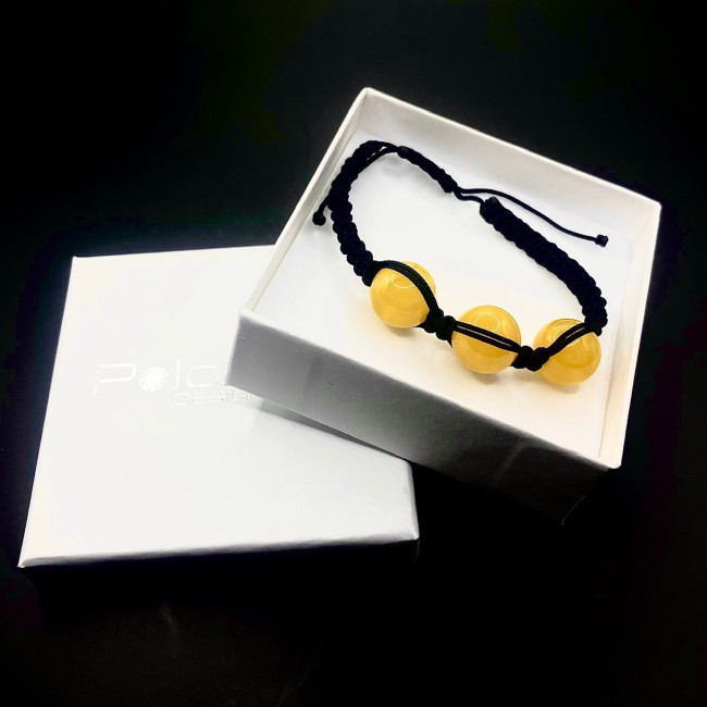 Bransoletka z bursztynami LA 031 kulka 14 mm|Polcaratdesign.pl Biżuteria