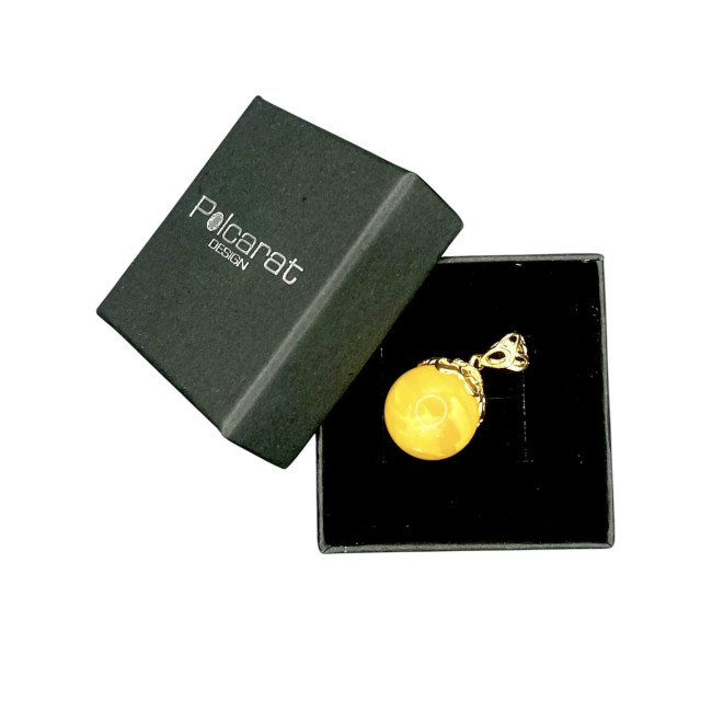 Pozłacany wisiorek W 032 kulki Bursztyn|Polcaratdesign.pl Biżuteria