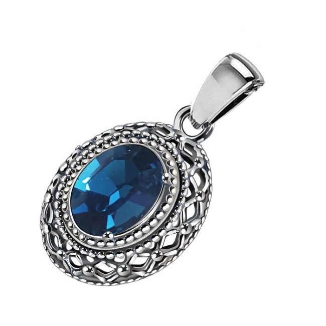 Silver pendant decorated with crystal W 2159 Polcarat Design
