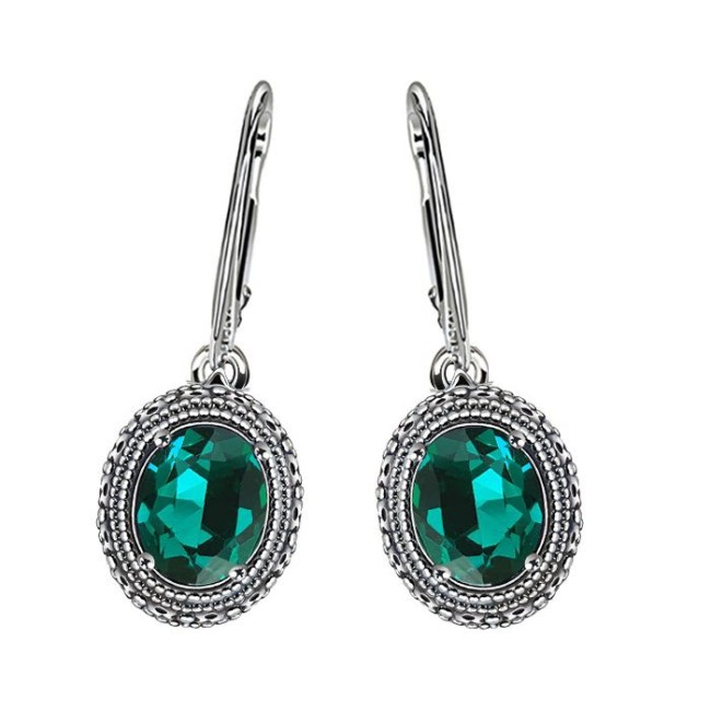 Hanging silver earrings with crystal K 2159 - Polcarat Design