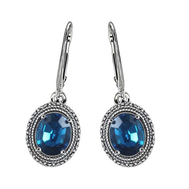 Hanging silver earrings with crystal K 2159 - Polcarat Design